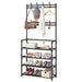 Nordic Entryway Coat Rack with Shoe and Hat Storage Compartment