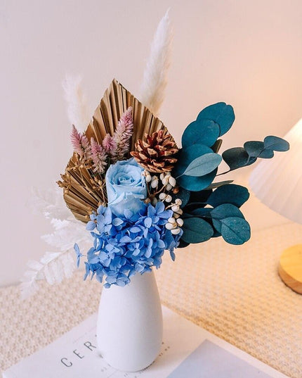 Eternal Hydrangea and Bunny Tail Dried Floral Arrangement
