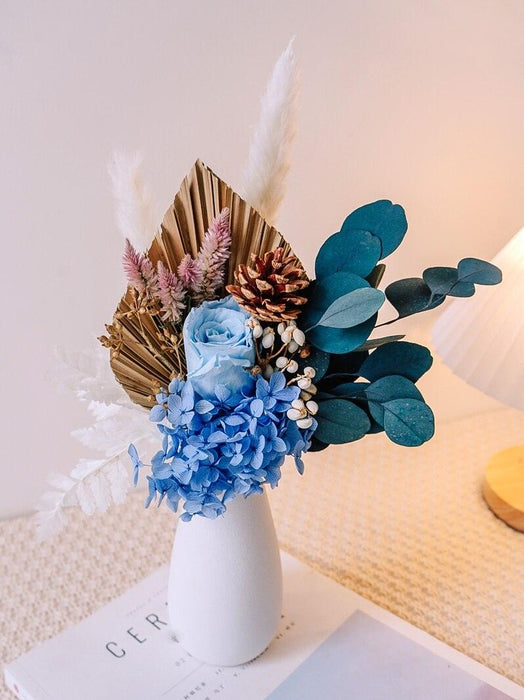 Eternal Hydrangea and Bunny Tail Dried Floral Arrangement