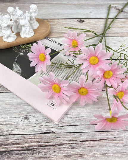 Charming White Daisy Ensemble - 5-Piece Artificial Floral Stem Collection for Elegant Home Accents