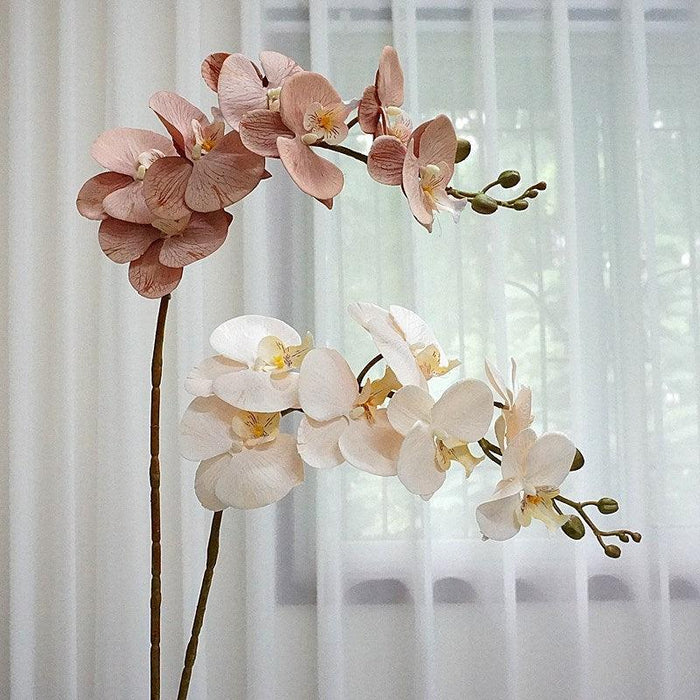 Seasonal Home Decor Elegance: 7-Head Silk Orchid Branch