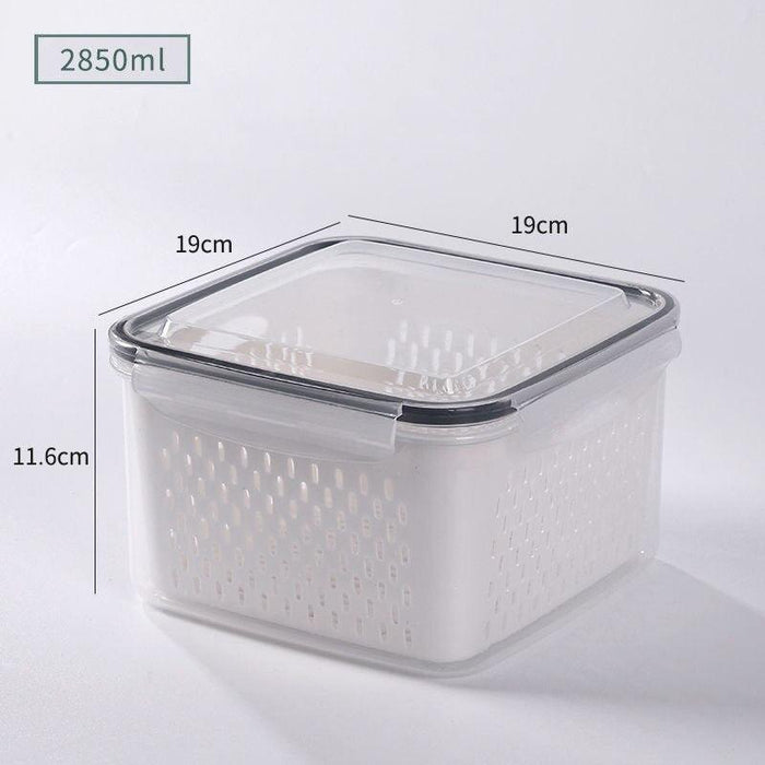 Fresh Produce Storage Solution with Drain Basket and Transparent Lid