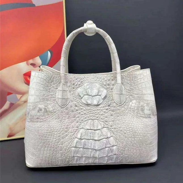 Exquisite Alligator Leather Tote Bag for Women with Unique Crocodile Aesthetic