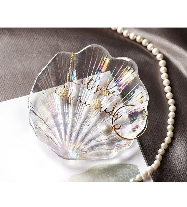 Ethereal Crystal Glass Seashell Jewelry Tray - Enhance Your Luxurious Collection