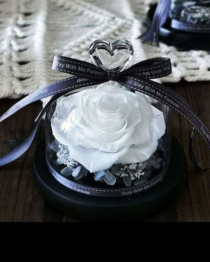 Eternal Romance - Glass Enchantment with Preserved Roses and LED Lights