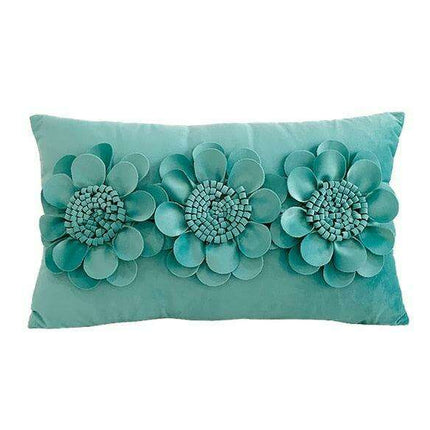 Pink and White Floral Velvet Tufted Throw Pillow Set with Fringe Trimming