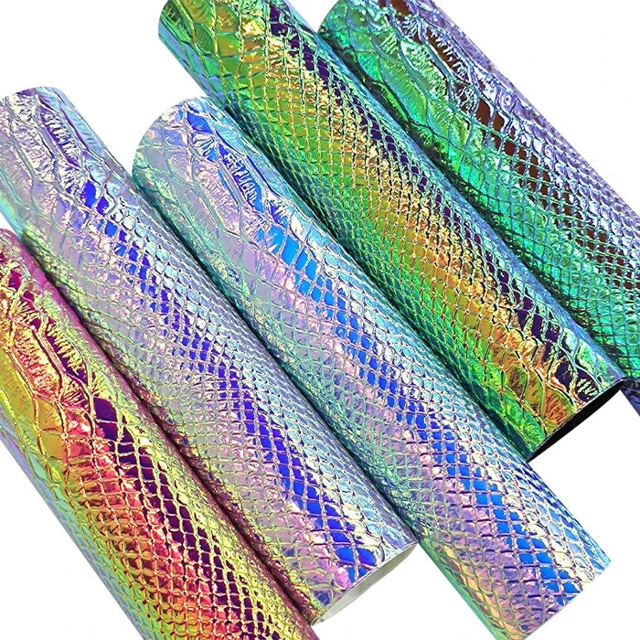 Neon Sparkling Serpentine Leather Crafting Roll - Premium DIY Material