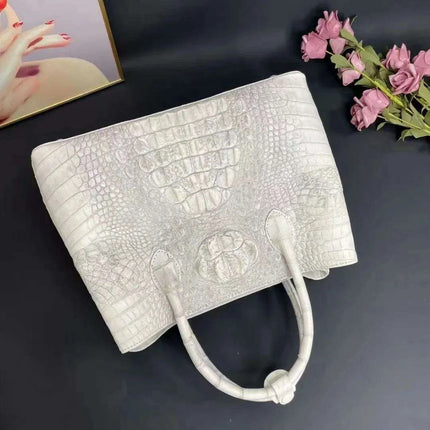 Exquisite Limited Edition White Crocodile Leather Handbag - Luxurious Choice
