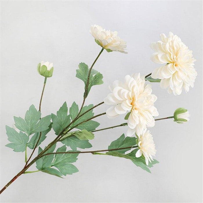 6-Head Elegant Pink Dahlia Silk Flower Stem for Upscale Occasions and Chic Décor