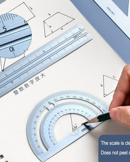 Professional Geometry Tool Kit: Premium Metal Ruler and Protractor Set - Enhance Your Design Capabilities