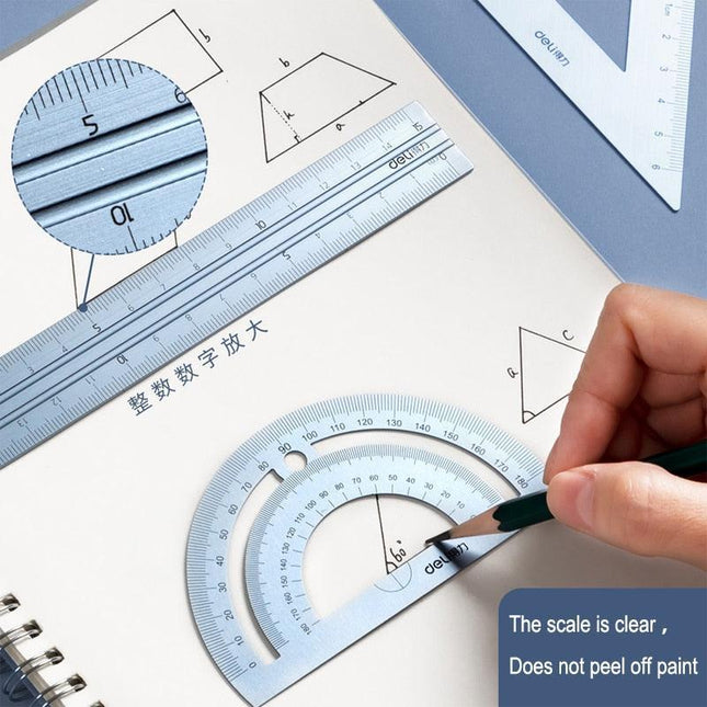 Professional Geometry Tool Kit: Premium Metal Ruler and Protractor Set - Enhance Your Design Capabilities