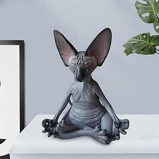 Zen Yoga Cat Sculpture for Serene Home Office Vibes
