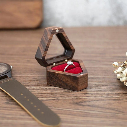 Elegant Velvet-Lined Wooden Ring Box - Ideal for Proposals and Jewelry Storage