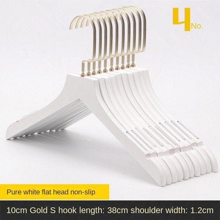 Elegant White Wooden Hanger Set with Gold Hooks for Fashionable Closet Organization