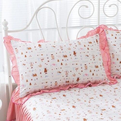 Elegant Ruffle Garden Cotton Pillowcase Duo - Premium Bedding Collection