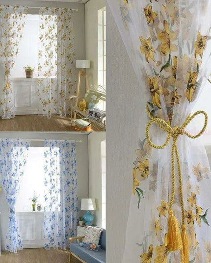 Elegant Floral Sheer Window Curtain for Kids' Spaces - Stylish Privacy Solution