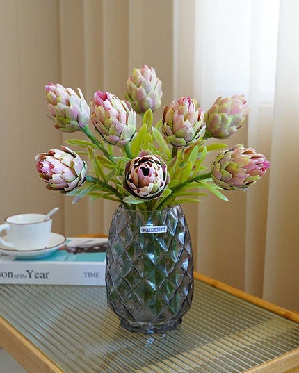 Stunning Faux Artichoke Stem Floral Arrangement - Chic Decor Piece for Contemporary Spaces