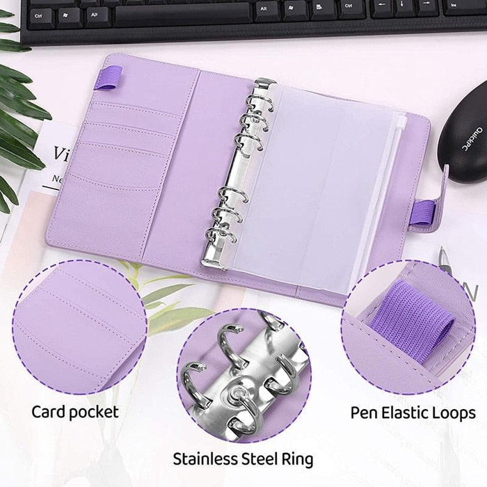 Elegant A6 Budget Planner Organizer with Customizable Loose-Leaf Pages and Secure Zippered Pockets - Stylish Financial Management Tool for Effortless Budgeting