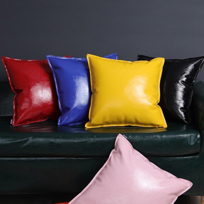 Stylish Faux Leather Cushion Cover - Elegant Accent for Modern Interiors