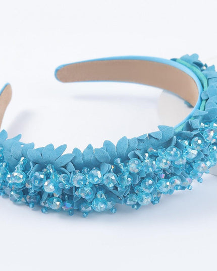 Sparkling Blue Rhinestone Turban Headband - Chic Hair Accessory for Effortless Elegance