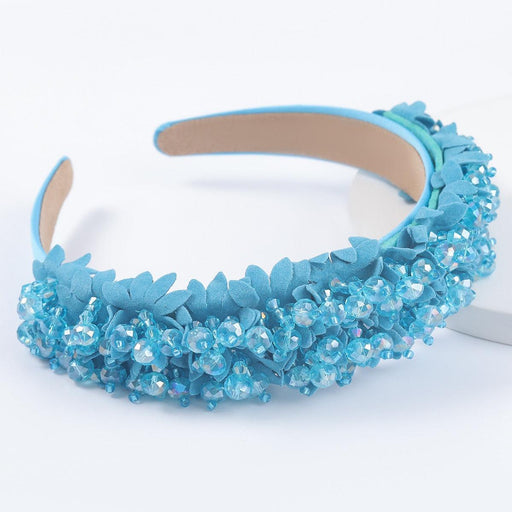 Blue Rhinestone Turban Headband - Elegant Hair Accessory for Fashionable Women