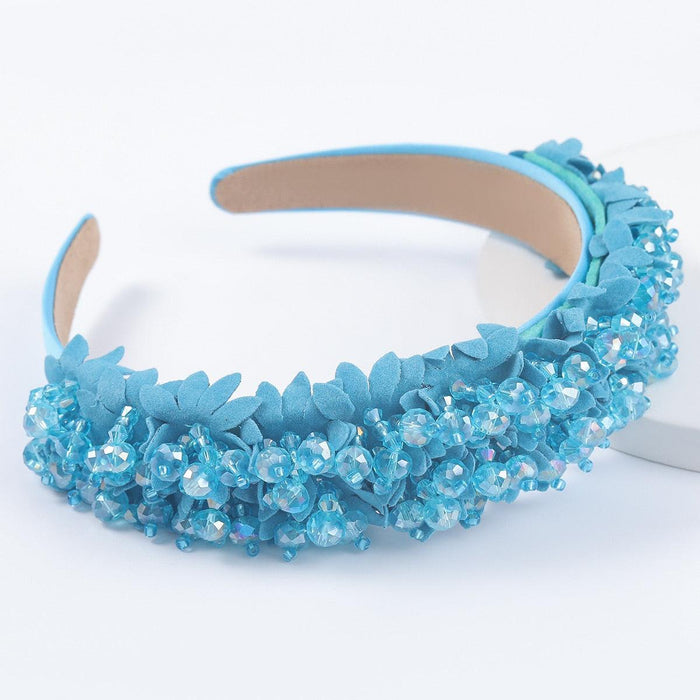 Sapphire Sparkle Turban Headband - Elegant Accessory Adorned with Dazzling Gems
