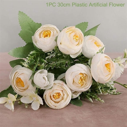 Lifelike Faux Peony Bouquet - 30cm, 7 Vibrant Colors