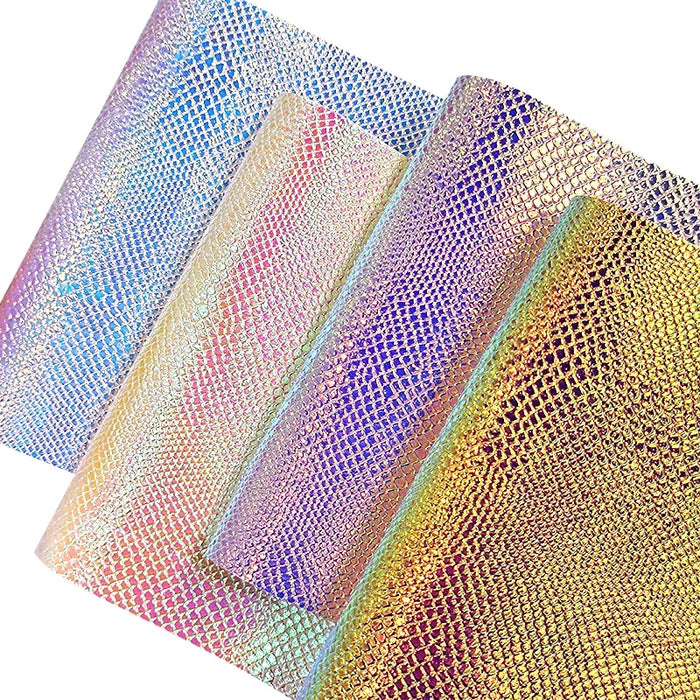 Shimmering Holographic Serpent Texture Polyurethane Fabric - Enhance Your Designs