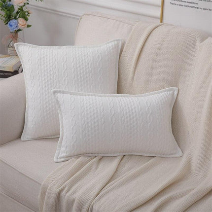 Chic Nordic White Cotton Pompom Pillow Cover - Luxurious Home Decor Accent