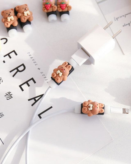 Adorable Milk Coffee Cartoon Cable Protector for Charging & Headphones