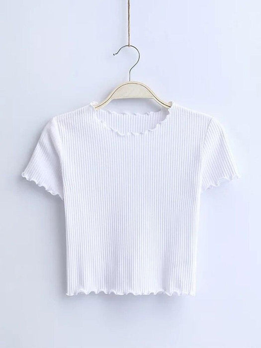 Vintage-Inspired Women's Retro Short Sleeve T-Shirt with Wood Ears Design