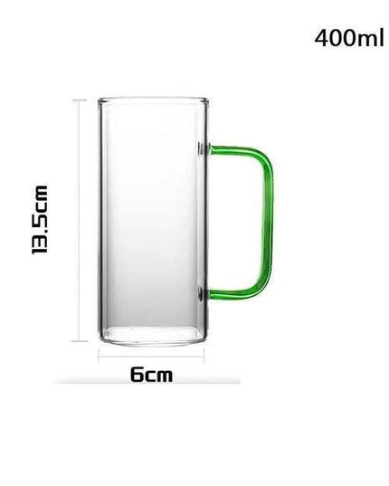 Sophisticated Square Glass Mug Set - 400ml Capacity, Heat-Resistant & Microwave-Safe
