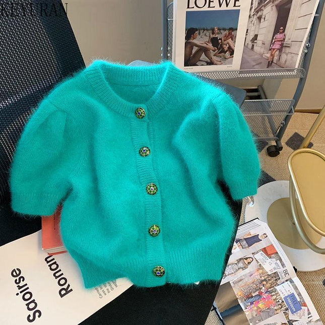 Chic Korean Short Sleeve Knitted Cardigan: Effortless Elegance Sweater Coat