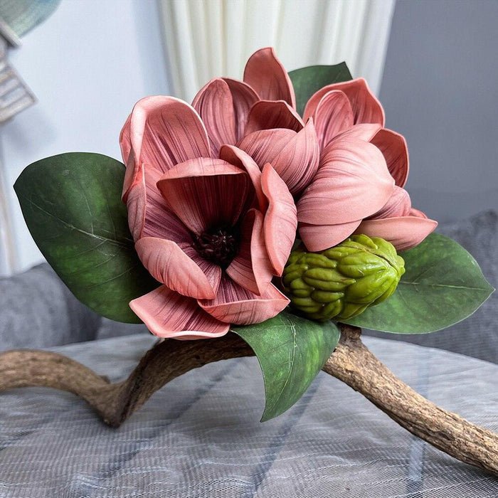 Elegant Magnolia Bouquet with Green Leaves and Fruit