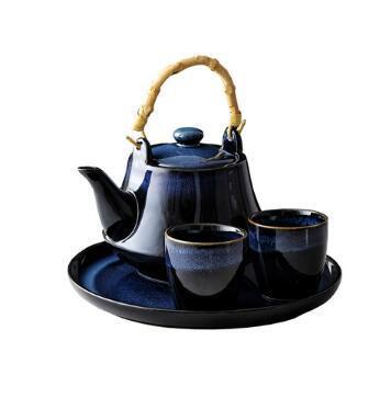 Sophisticated Blue Japanese Ceramic Tea Set for Elegant Tea Service
