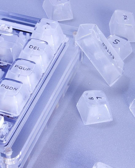SA Ball Caps 141 Height Keycap Set - Chic White, Black, and Clear Design for MX Mechanical Keyboards