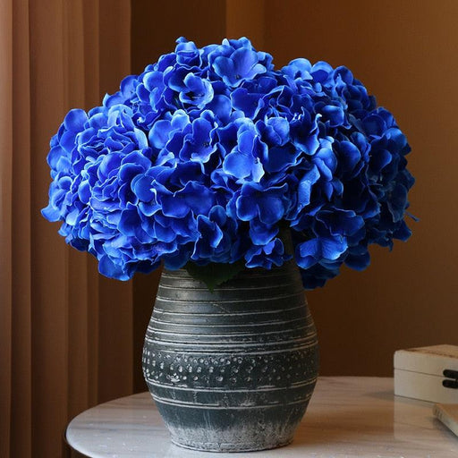 Blue Hydrangea Silk Flower Arrangement with 5 Large Artificial Blooms