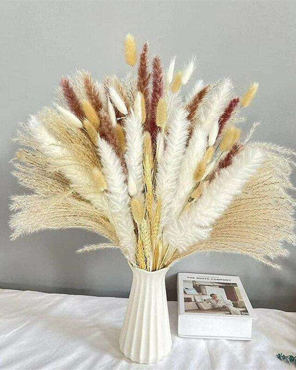 Chic Dried Pampas Grass and Bunny Tail Floral Arrangement