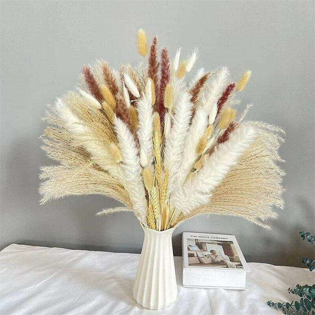 Chic Dried Pampas Grass and Bunny Tail Floral Arrangement