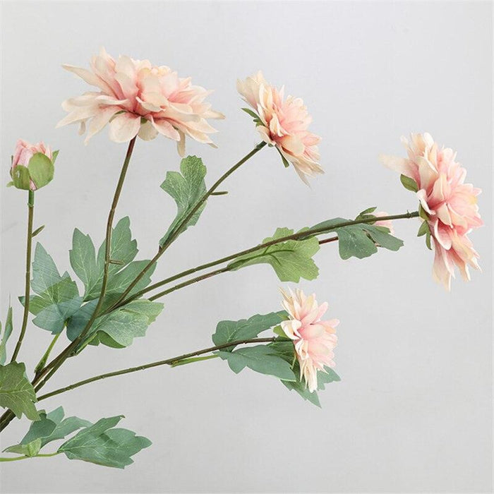 6-Head Elegant Pink Dahlia Silk Flower Stem for Upscale Occasions and Chic Décor
