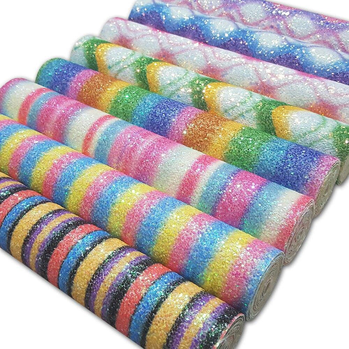 Rainbow Chunky Glitter Fabric Roll - DIY Crafts Kit for Creative Projects