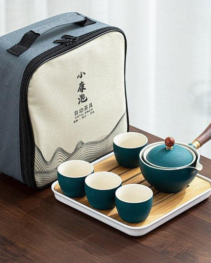 Elegant 360° Rotating Teapot and Cup Set: Premium Stone Mill Tea Ceremony Collection for Aficionados