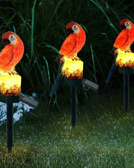 Enchanting Solar-Powered Owl and Parrot Garden Lights for Magical Outdoor Ambiance