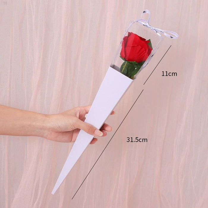 10pcs Elegant Single Rose Clear Window Box - Bouquet Flower Wrapping Paper Gift Box for Valentine's Day