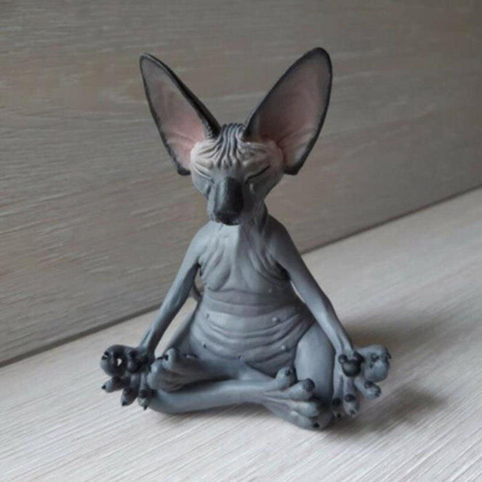 Zen Yoga Cat Figurine for Tranquil Home Office Atmosphere