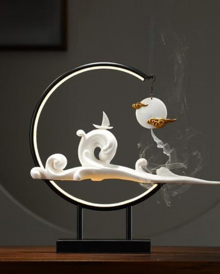 Serene Mountain Stream Backflow Incense Burner Lamp Set - Experience Tranquility and Calm