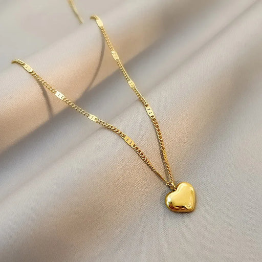 Chic Geometric Heart Pendant: Stylish Japanese and Korean Jewelry for Effortless Elegance