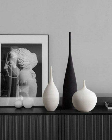 Serene Elegance: Monochrome Ceramic Zen Vase - Premium Edition