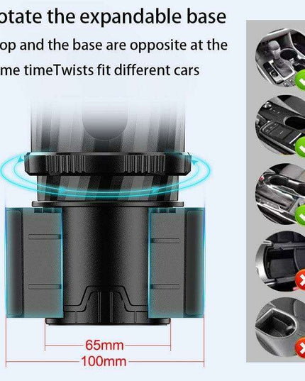 Adjustable Dual Cup Holder & Organizer with Rotating Function | Superior Stability for On-the-Go Convenience