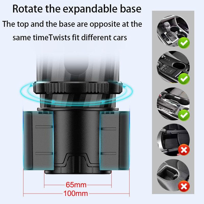 Adjustable Dual Cup Holder & Organizer | Enhanced Stability, Rotating Function